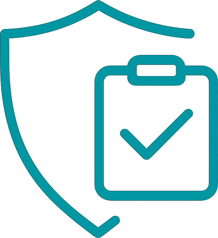 Shield and clipboard security icon
